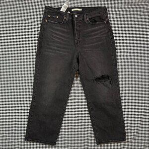 Levi's Wedgie Straight Grey Distressed Denim Jeans Women's Size 16W